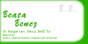 beata bencz business card